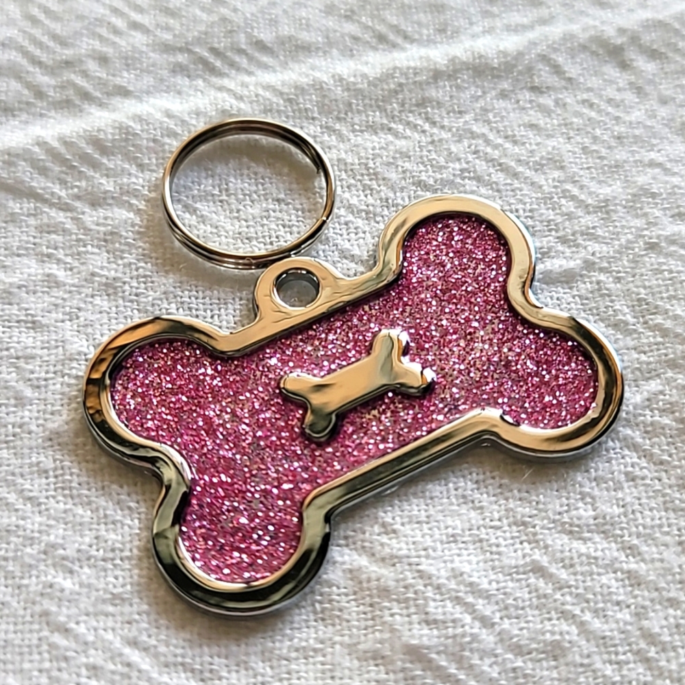Pink Bone Shaped Pet ID Tag